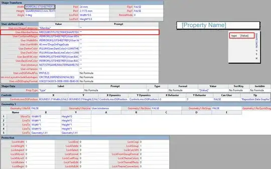 "ShapeSheet" window of the Property Master Shape