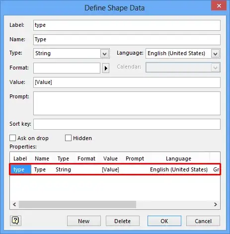 "Shape Data" dialogue box of the Property Master Shape
