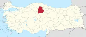 Location of Çorum in Turkey