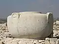 in-situ copy of massive stone vase (original in the Louvre)