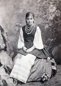 Liudmyla Starytska-Cherniakhivska in the folk costume of Dnieper Ukraine, 1882