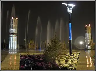 Water fountains at night