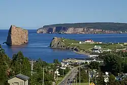 View of Percé with Percé Rock offshore