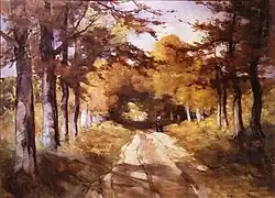 'Alley with trees and a small figure', watercolor on paper; c, 1880–95