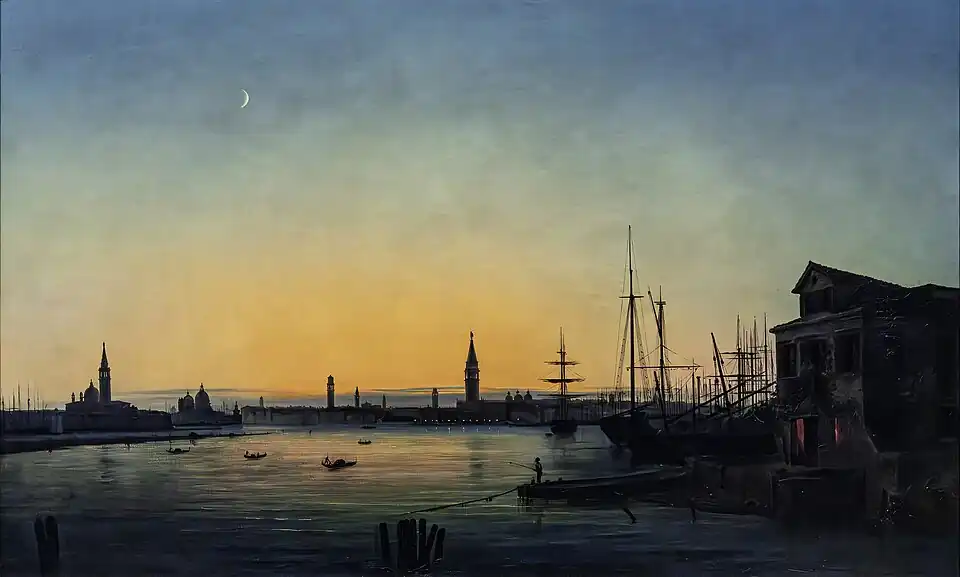 Vista notturna di Venezia dai giardini, 1854, Museo civico Luigi Bailo, Treviso