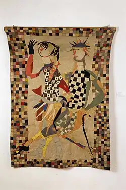 Pierrot and Columbine (1952-1954), sewn collage,160 x120 cm
