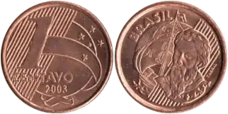 1 Brazilian centavo (2003), no longer produced.