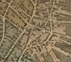 Detail of 1814 map of Boston, showing North Square