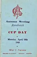 Front cover 1949 C.W.Cropper Handicap racebook.