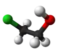 Ball and stick model of 2-chloroethanol