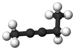 Ball-and-stick model of 2-pentyne