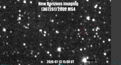 Máni imaged by the New Horizons spacecraft in July 2016, from a distance of 15.3 AU (2.3 billion km; 1.4 billion mi)