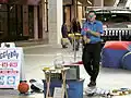 A juggler performs at the mall