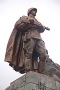 Close-up of the bronze Red Army soldier statue
