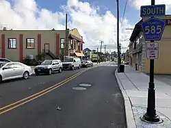 Downtown Pleasantville along southbound CR 585 (Main Street)