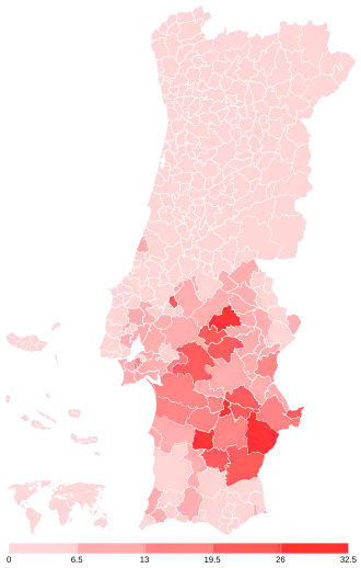 Share of the Unitary Democratic Coalition (CDU) by municipality