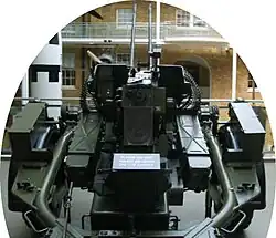 An Argentine Rheinmetall 20 mm twin anti-aircraft cannon, Imperial War Museum.
