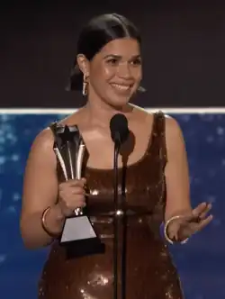 Actress, America Ferrera, giving her acceptance speech of the SeeHer Award at the 29th Critics Choice Awards on January 14, 2024