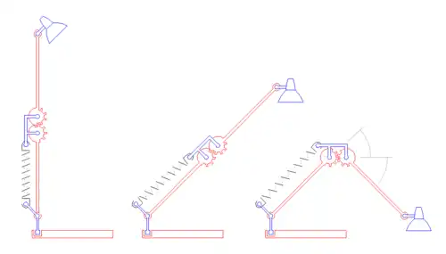 A single spring controlling upper arm and forearm