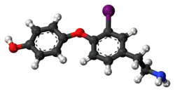 Ball-and-stick model of the 3-iodothyronamine molecule