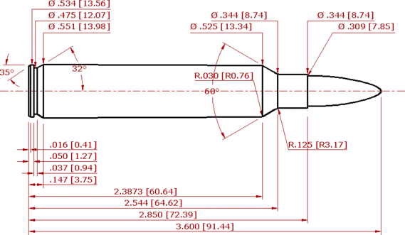 300 Remington Ultra Magnum Cartridge SAAMI Schematic