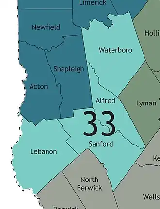 Map of Maine's 33rd Maine State Senate district