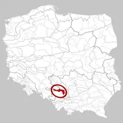 Area of the Tarnowskie Góry Ridge according to J. Kondracki's 1994 regionalization