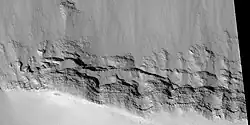 Close view of south wall of part of Noctis Labyrinthus, as seen by HiRISE under HiWish program