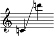 {
\override SpacingSpanner.strict-note-spacing = ##t
\set Score.proportionalNotationDuration = #(ly:make-moment 1/8)
\clef treble \omit Score.TimeSignature
\relative c' {c!4 \glissando d''!}
}