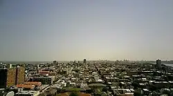 Aerial shot of the city facing north, taken from its southern border at Washington Park