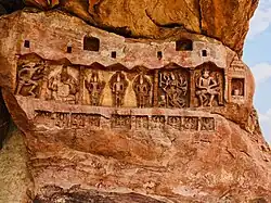 Hindu reliefs on a Badami boulder
