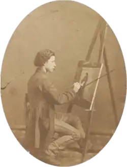 Henry Mosler working on a painting, 1860