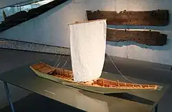 Model of a medieval cargo sailboat