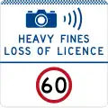 (G6-329-1) Speed Camera (Heavy Fines Loss of Licence) (Speed Limit) (used in New South Wales)