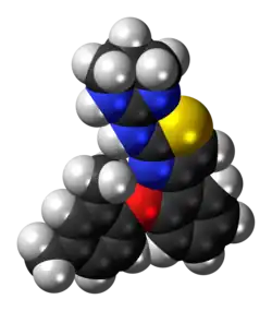 Space-filling model of the abafungin molecule