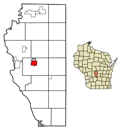 Location within Adams County and Wisconsin