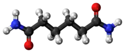 Ball-and-stick model of the adipamide molecule