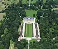 Aerial view of Schloss Favorite and its garden