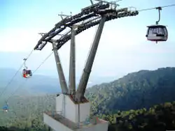 Inclined aerial lift pylon on Genting Skyway