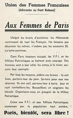 French writing on a printed leaflet