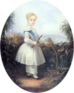 Afonso, Prince Imperial of Brazil, eldest son of Pedro II of Brazil, holding a stick and hoop, 1846