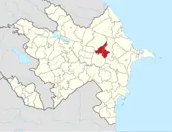 Map of Azerbaijan showing Agsu District