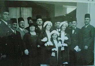 al-Sayed Bey Abaza (far right) with the royal sisters of Farouk of Egypt