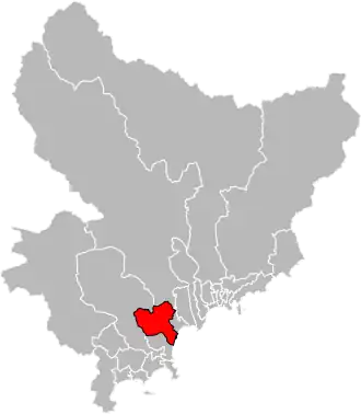 Situation of the canton of Villeneuve-Loubet in the department of Alpes-Maritimes
