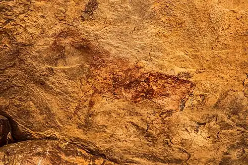 Rock painting of a bovine