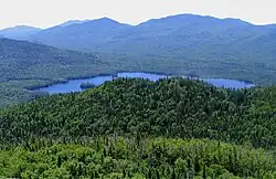 View of Ampersand Lake and the High Peaks to the east