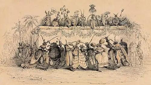 An Insect Ball (1835), pen, ink, and watercolor, 12.5 x 21.3&nbsp;cm., Cleveland Museum of Art