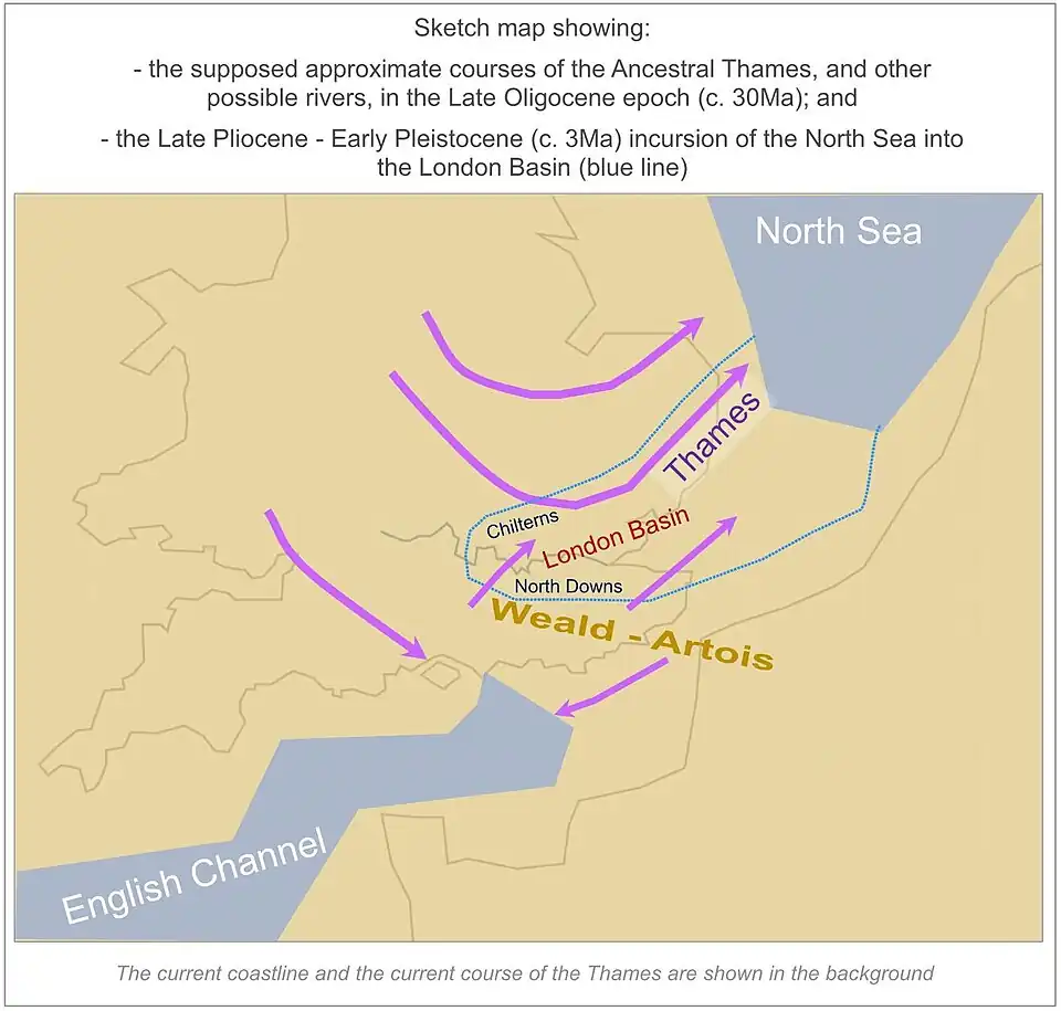 Ancestral Thames in Oligocene epoch.