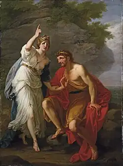 Calypso calling heaven and earth to witness her sincere affection to Ulysses by Angelica Kauffman (18th-century)