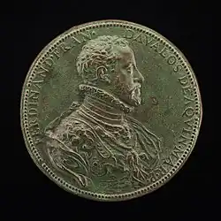 Commemorative medal of Francesco Fernando d'Avalos made in 1562 by Annibale Fontana. Part of the collection of Samuel Henry Kress.